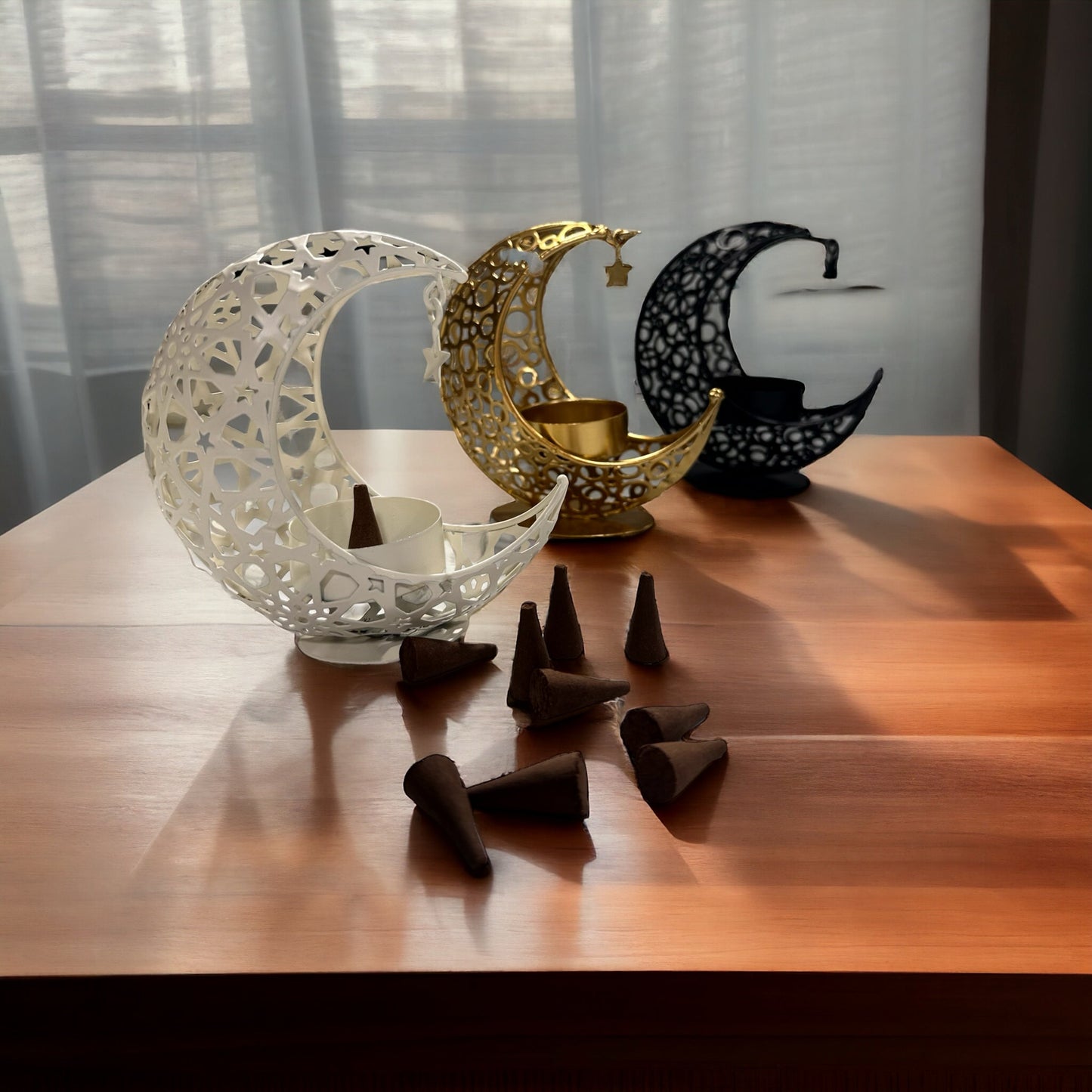 Moon Decor Pieces - Tea Light/Incense Cone Holder