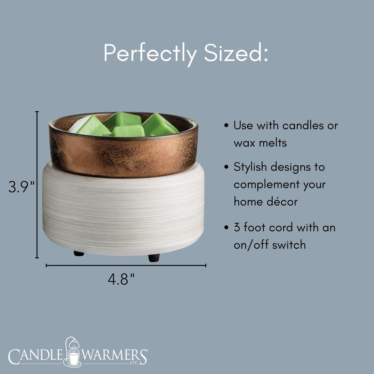 White Washed Bronze 2-in-1 warmer product details