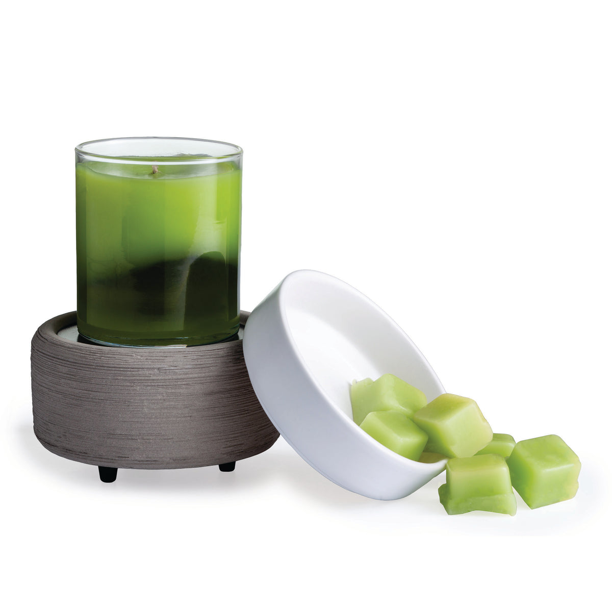 Grey Texture warmer shown for use with wax melts or a jar candle